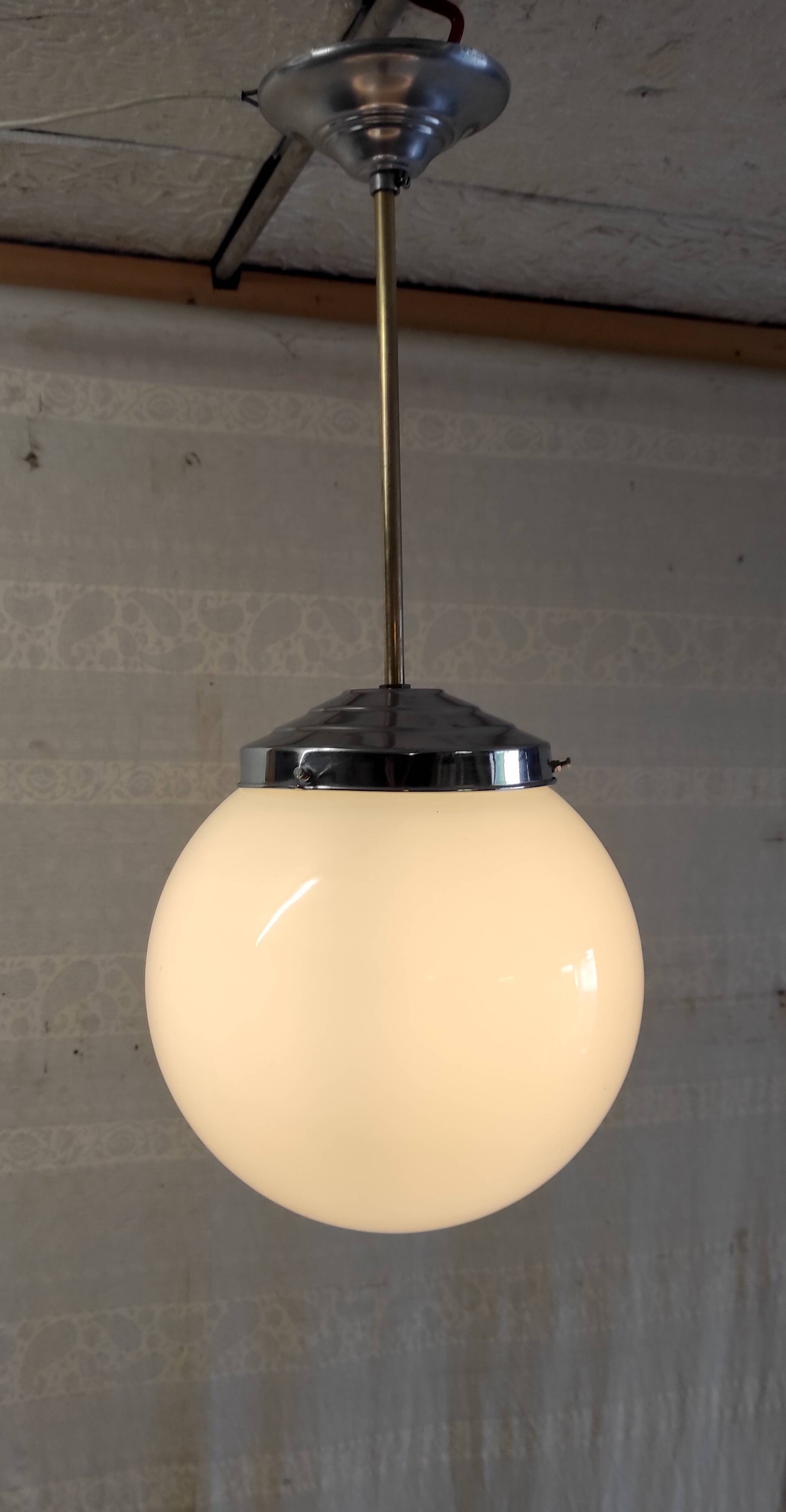 Bauhaus opaline globe pendant light 25 cm - mid-20th century