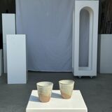 Set of 2 cups in Indonesian ceramic (brown & speckled glazed matte)