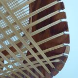 Vintage Scandinavian Pendant Lamp in Wood and Stretched Wires 1960s