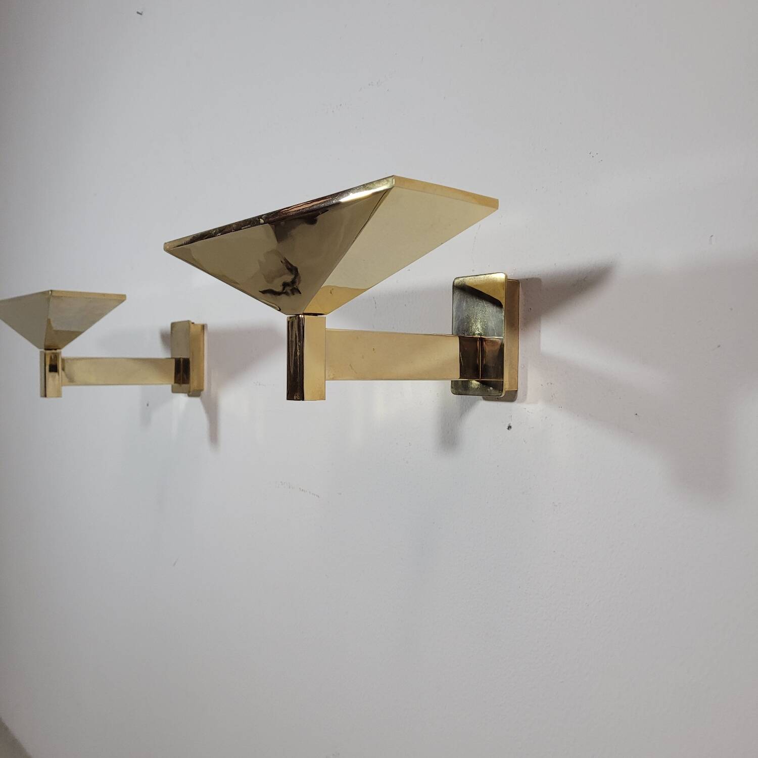 Paire d'appliques vintage en laiton Verre Lumiere