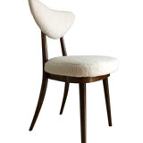 Midcentury White bouclé Heart Chairs, by Kurmanowicz, 1960s, Set of 6