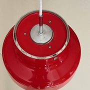 Red bumling pendant light - 70s suede