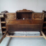 Louis XV style bed / regency in solid wood stained with cozy headboard.
