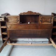 Louis XV style bed / regency in solid wood stained with cozy headboard.