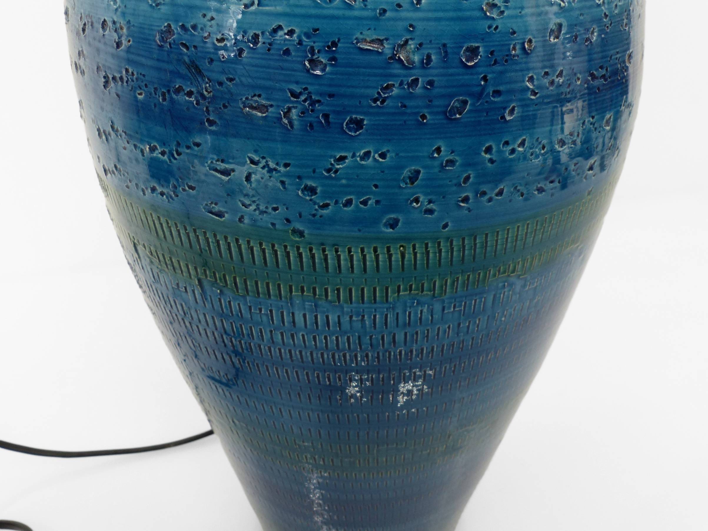 Blue earthenware lamp, Italy, circa 1980