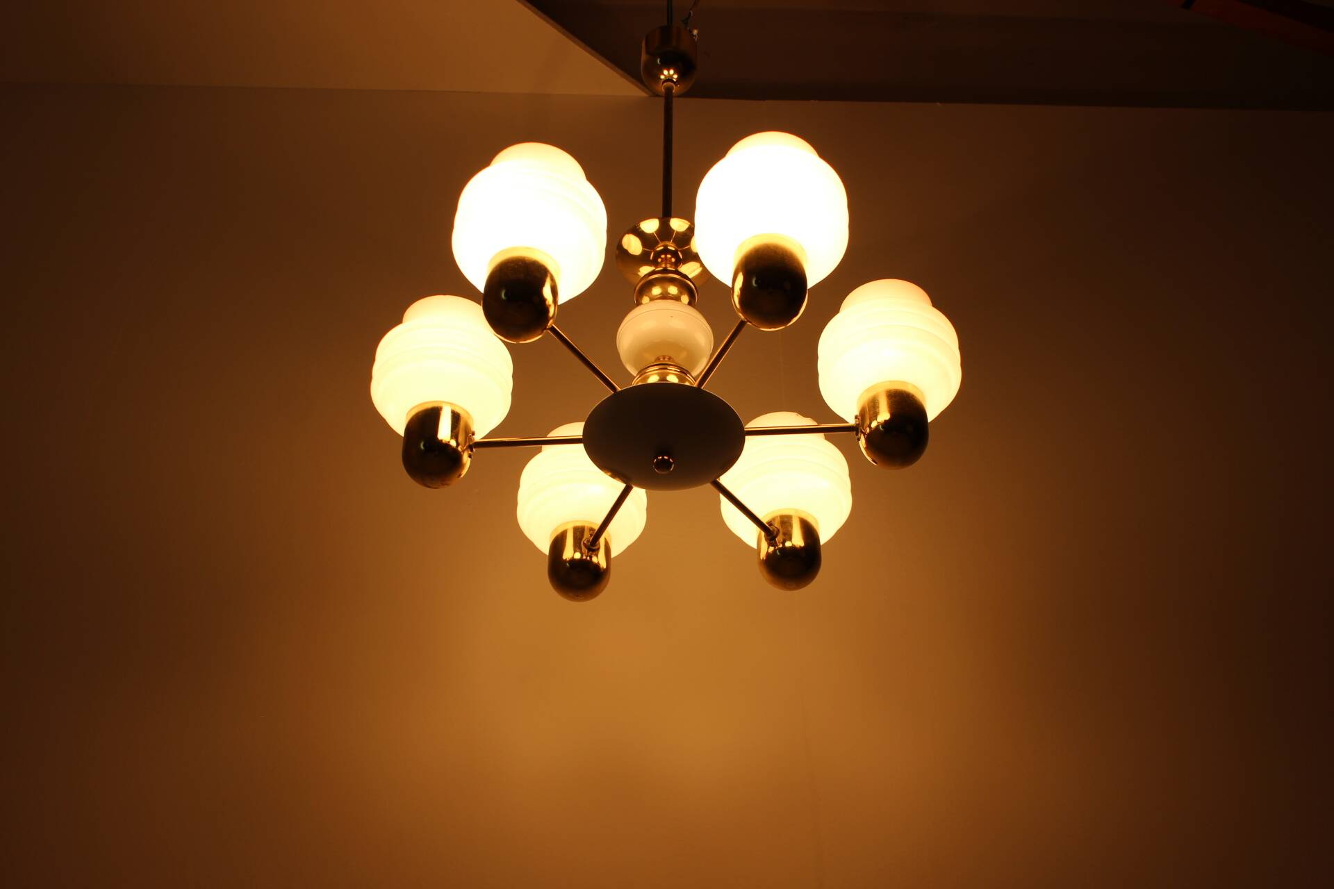 Golden Chandelier by Kamenicky Senov, 1970s, Czechoslovakia