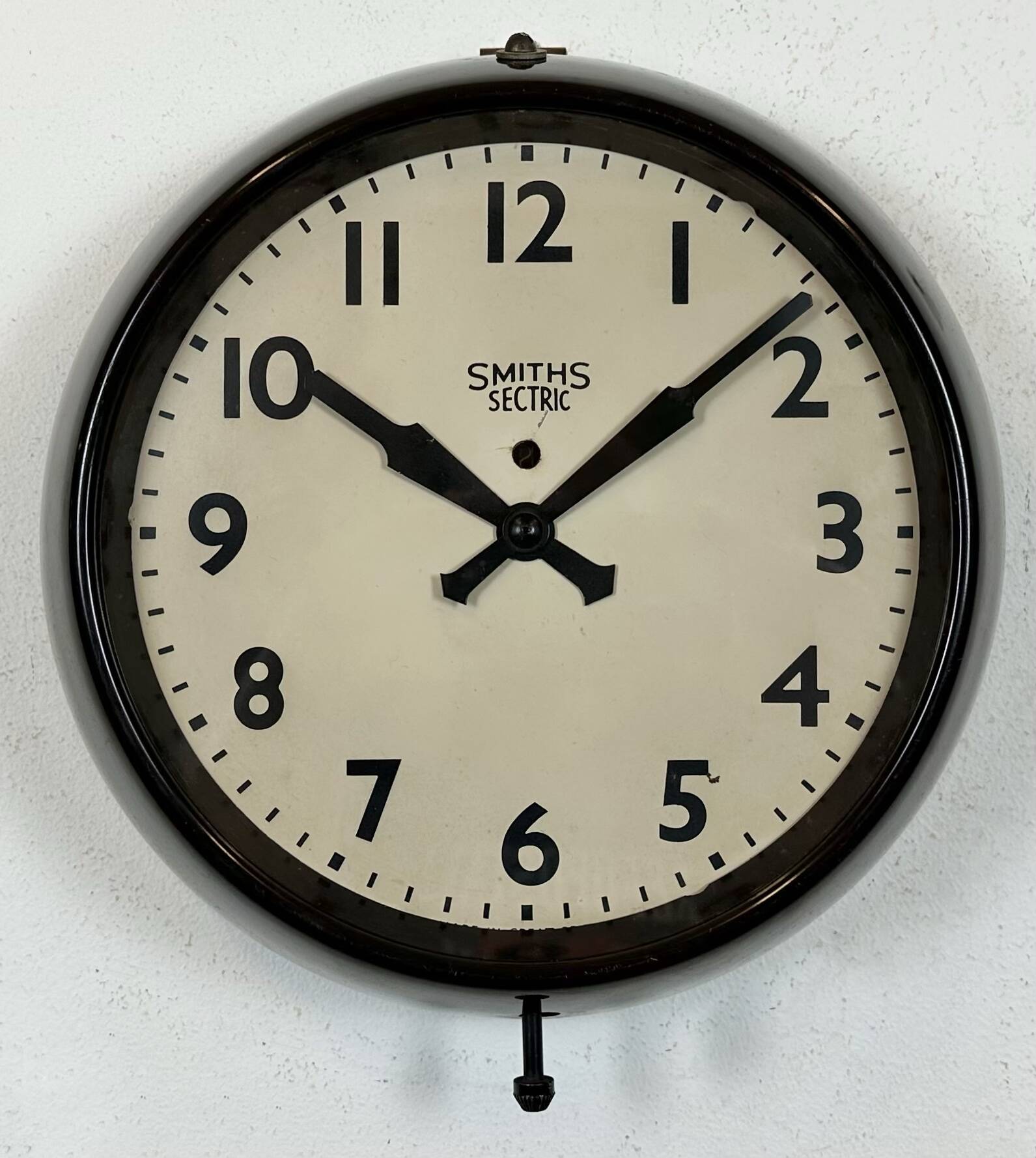 Vintage brown bakelite electric wall clock from smiths sectric, 1950s