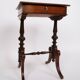 Antique side table with drawer - hand polished mahogany - turned legs - year 1880s
