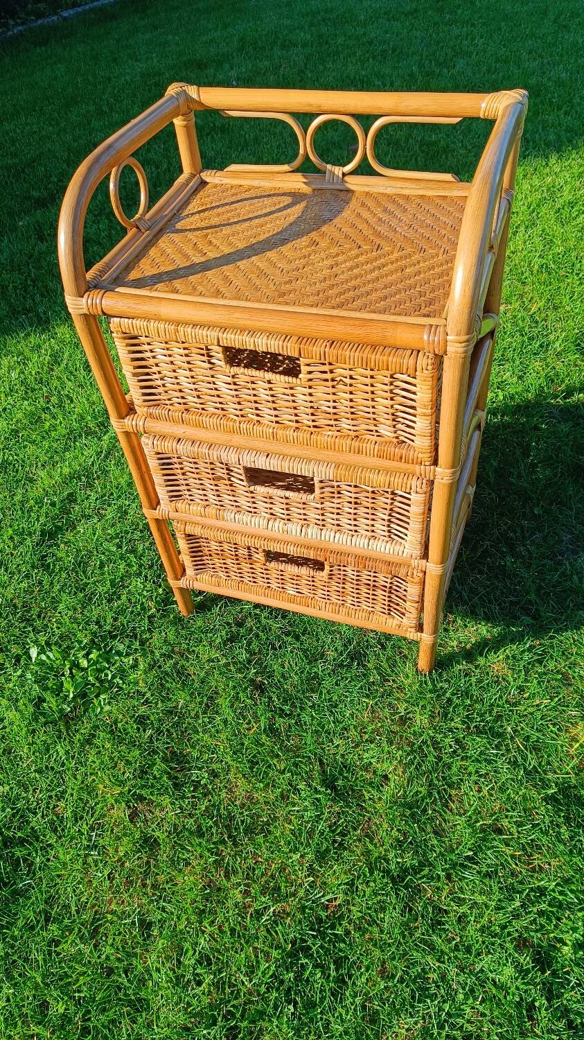Commode, chiffonnier en rotin vintage