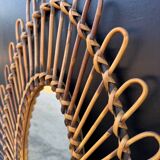 Almond rattan mirror from the 1960s