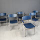 Minimalist metal and plywood stackable armchairs by Gijs Van Der Sluis
