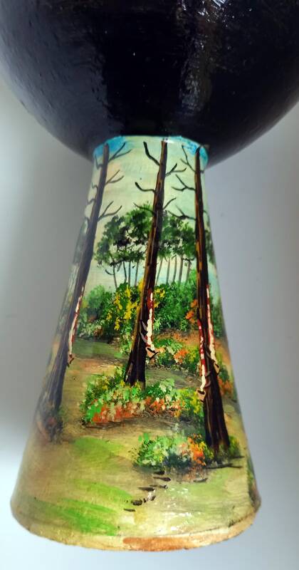 Pair of vintage Basque pottery – glazed ceramic – signed G. Defly