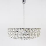 Grand lustre en laiton nickelé Bakalowits avec cristaux en diamant, Autriche, 1950