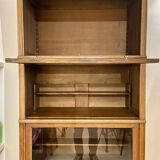 Dark wood display case 4 compartments and 1 drawer