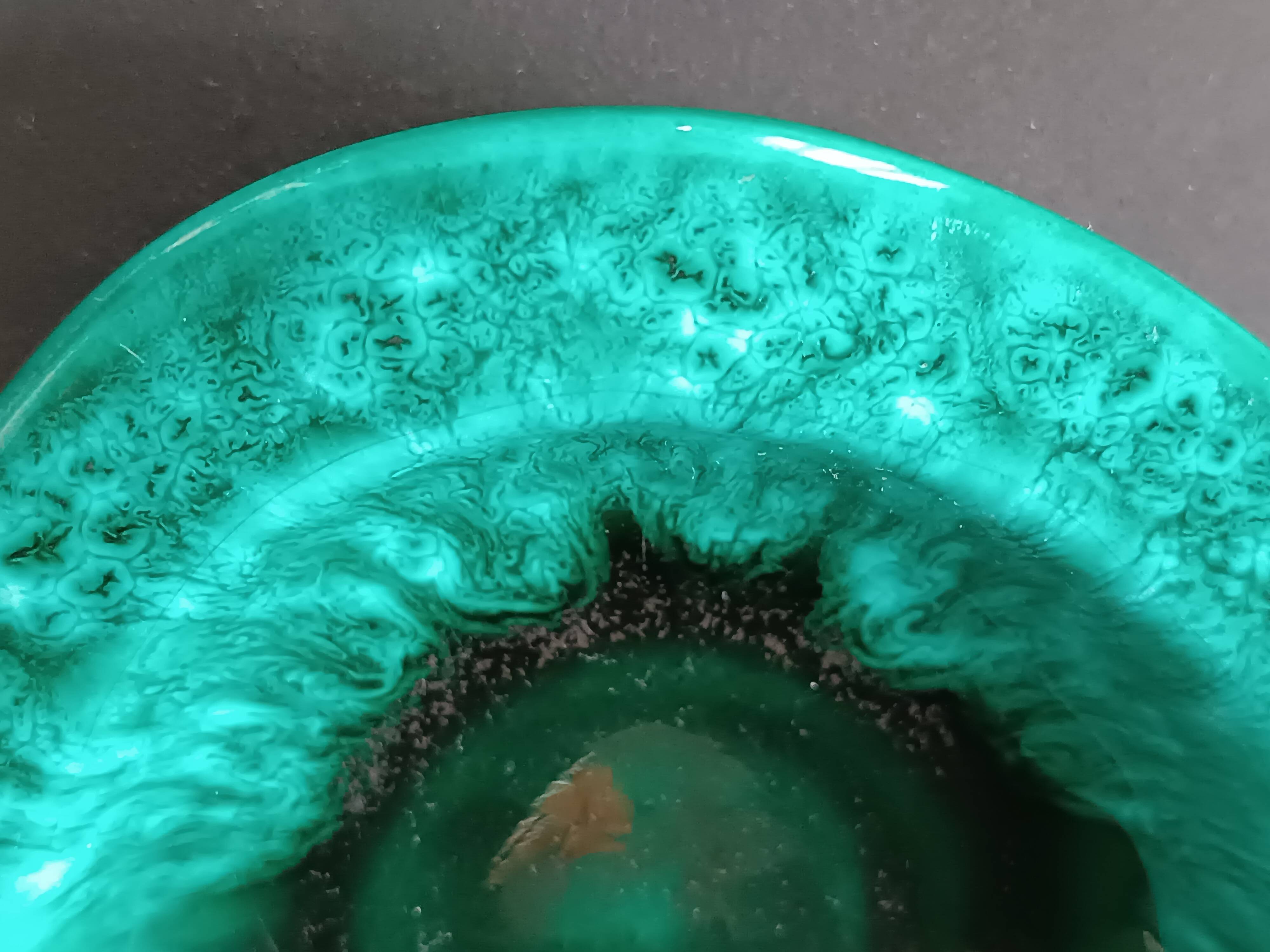 Turquoise glazed ceramic catchall by Giraud Vallauris 1960