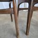 Set of 3 Vintage Wooden Dining Chairs with Brown Leather Seats / Mid-Centur