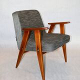 Vintage 366 Black & White Easy Chair by Józef Chierowski, 1970s