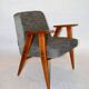 Vintage 366 Black & White Easy Chair by Józef Chierowski, 1970s