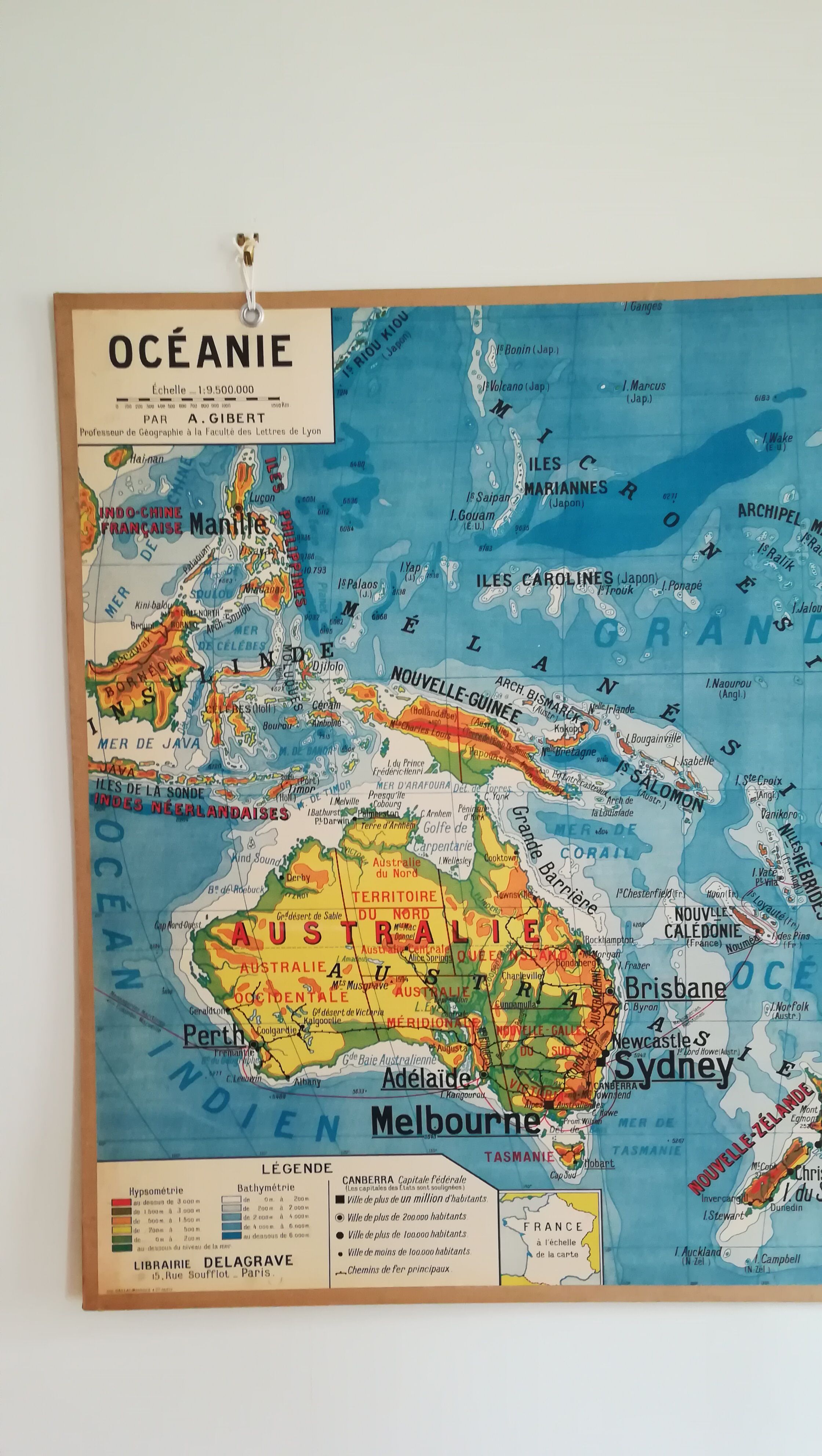 Geographical school Oceania Delagrave 60s map
