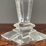 Pair of hand-cut solid crystal candle holders.