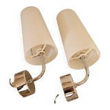 Pair of opaque glass wall lamps