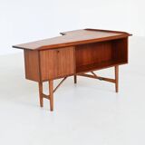 Peter Løvig Nielsen boomerang writing desk in teak Løvig Denmark 1960