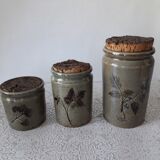 Série de 3 pots en grès émaillé motifs herbier Le Rivet