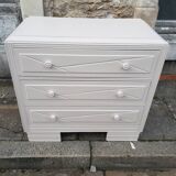 Commode vintage table à langer blanc poudré