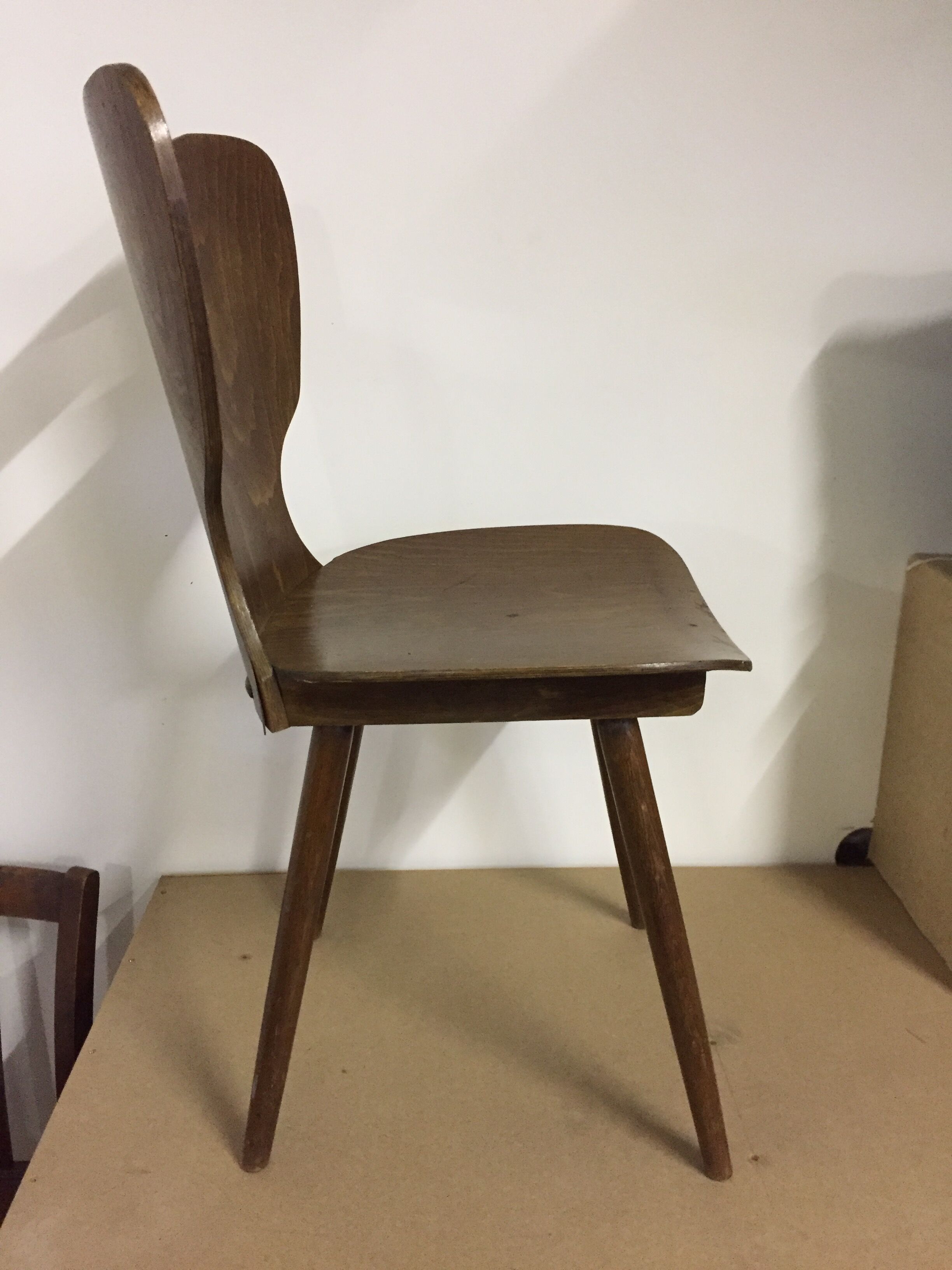 Chaise bistrot Baumann en hêtre années 50