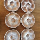 Set of 6 vintage shell plates in Sarreguemines barbotine