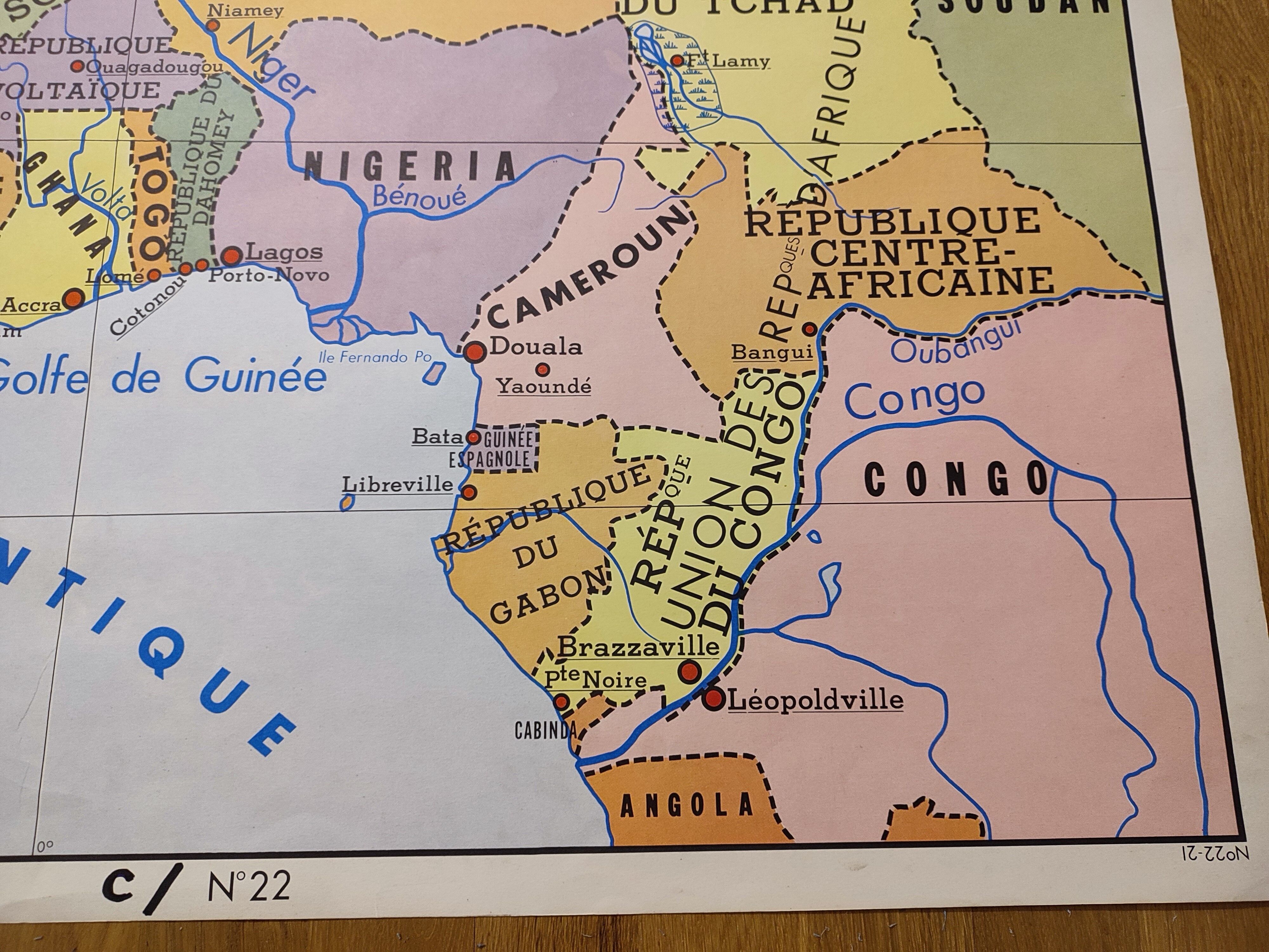 Old central west africa school map