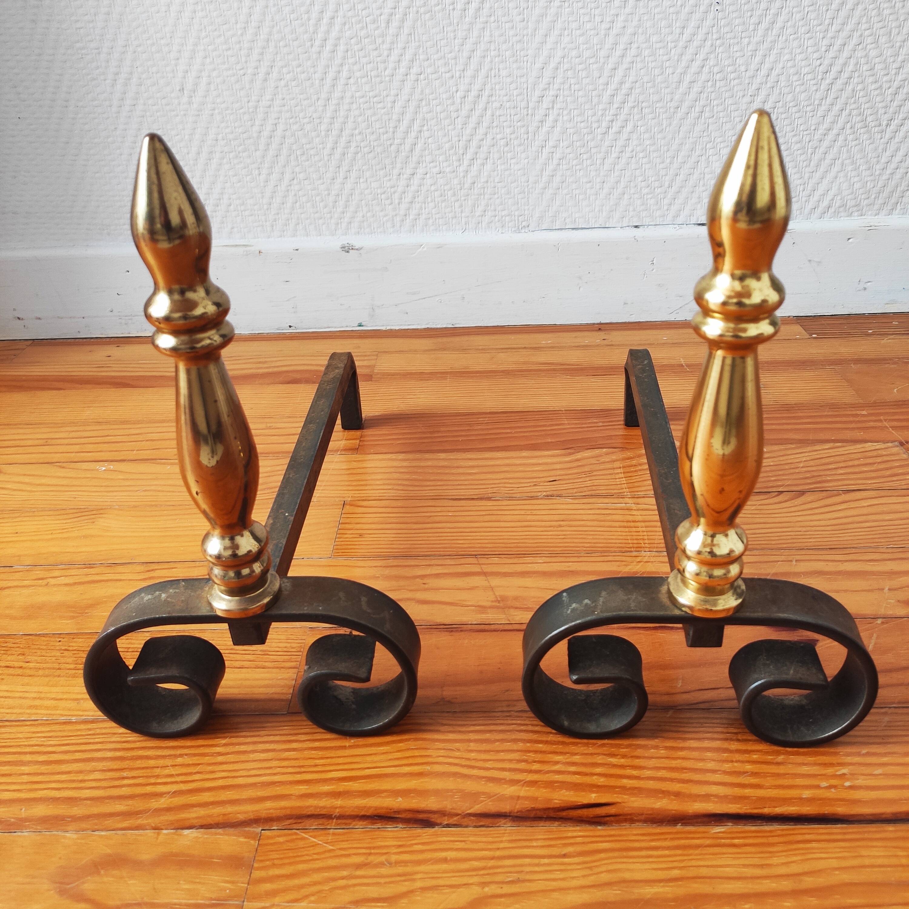 Vintage pair of andirons