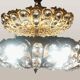 Hollywood Regency brass and crystal chandelier by Peris Andreu, 1970s.