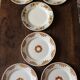Set of 6 flat plates mismatched orange green Badonviller Saint Amand