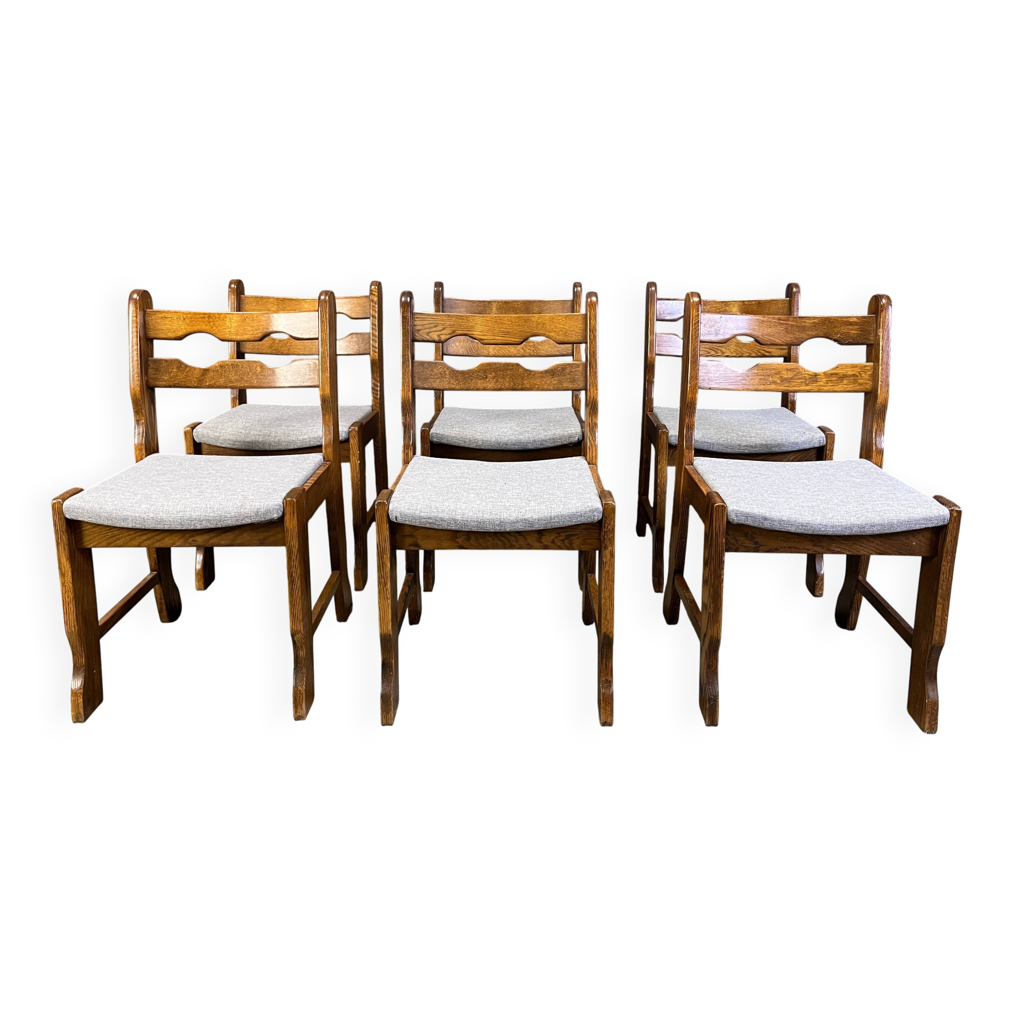 Brutalist dining chairs, set of 6 - 1960s