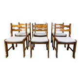 Chaises de salle à manger brutalistes, ensemble de 6 - années 1960