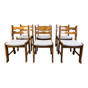 Brutalist dining chairs, set of 6 - 1960s