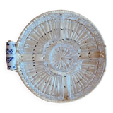 Plateau ancien rotin rafia porcelaine serviteur apéritif ramequins ravier cristal vintage