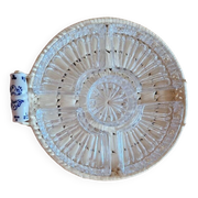 Old rattan raffia porcelain tray appetizer server ramekins vintage crystal dish