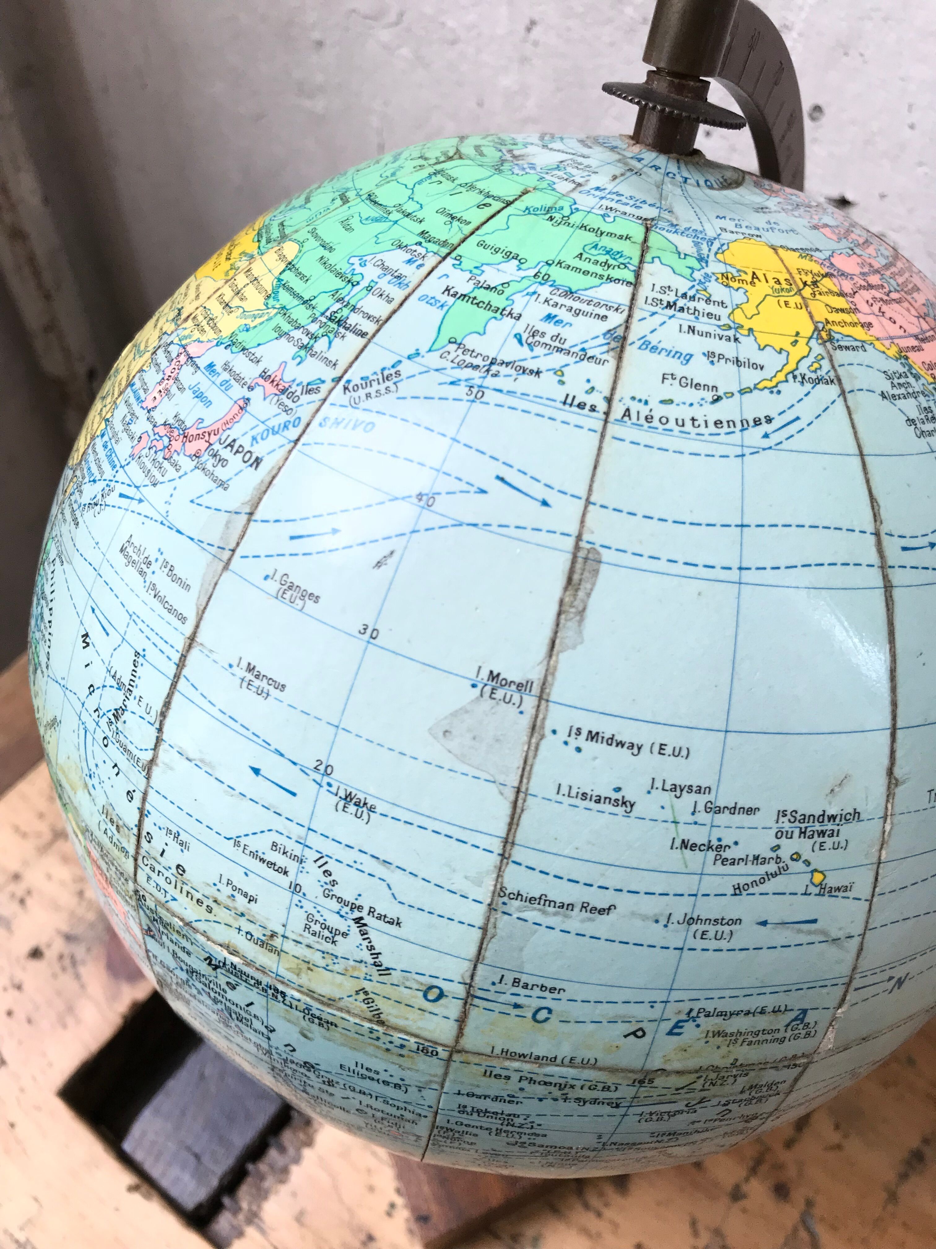 World map wooden base