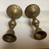 Pair of twisted brass candlesticks