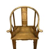 China 20th century: Horseshoe-shaped armchair in natural wood
