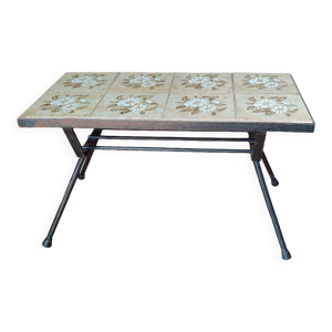 Table basse céramique et fer forgé