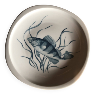 Sologne porcelain fish service plate 1950