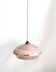 Suspension Art Deco opaline verre Clichy rose filet or