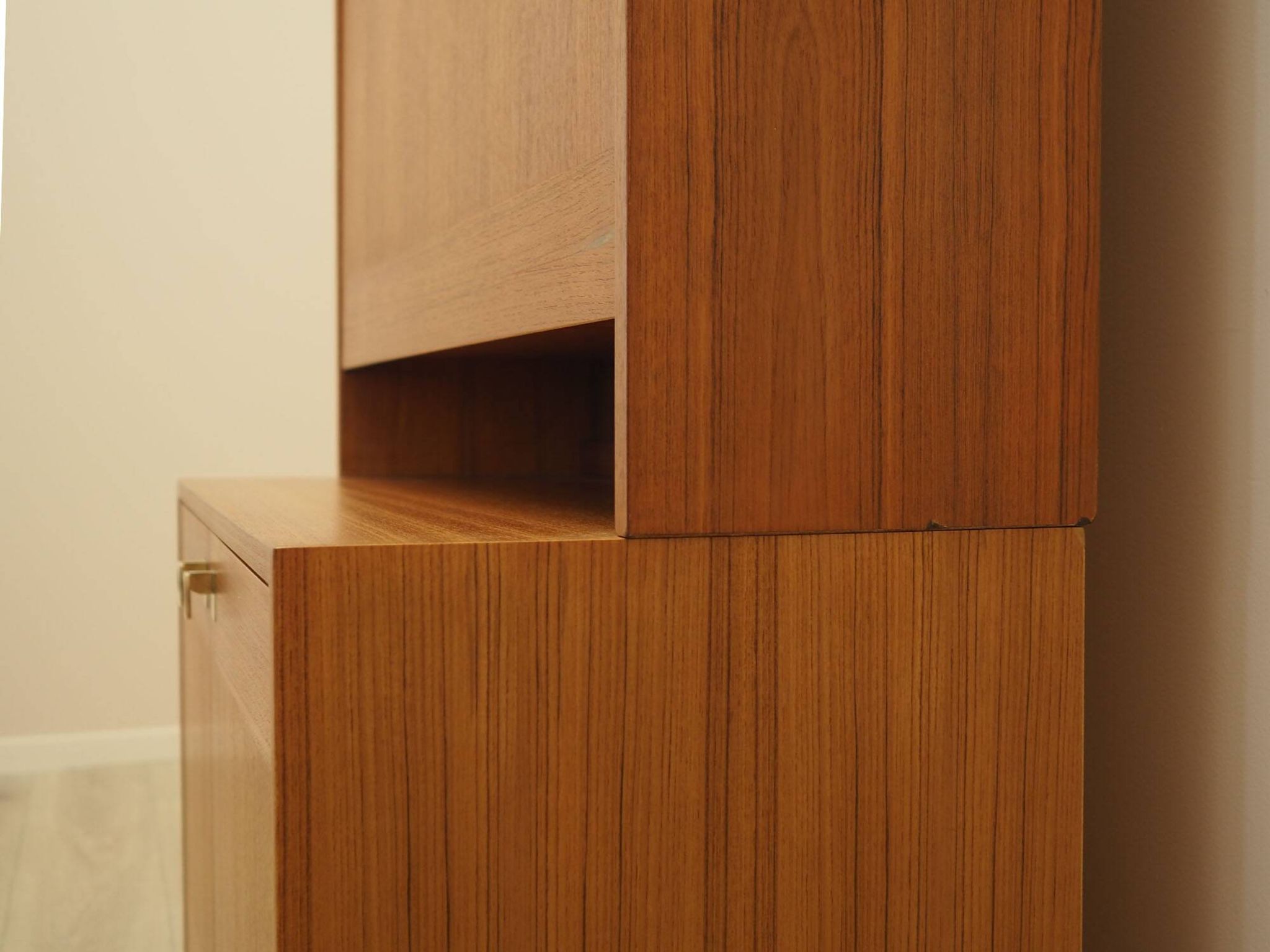 Danish Teak Shelving Unit with Bar Cabinet, 1970s
