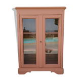 Antique showcase, cupboard, glass cabinet, wood and terracotta, Parisian format