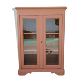 Antique showcase, cupboard, glass cabinet, wood and terracotta, Parisian format