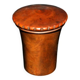 Antique engraved boxwood case for a silver shot glass/tumbler