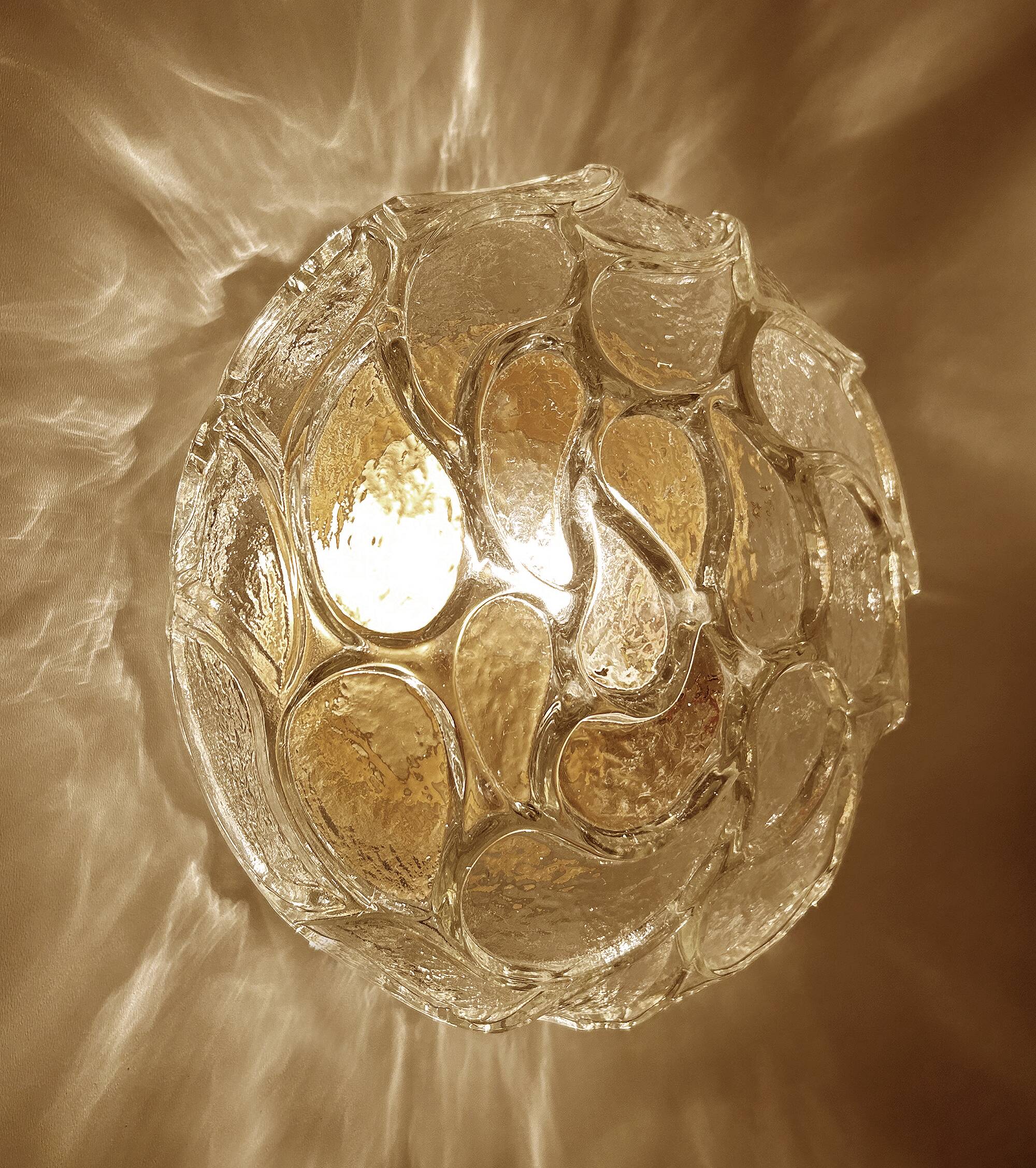 Pair of Brutalist Glass Sconces